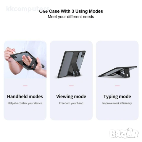 XUNDD калъф за Xiaomi Pad 7S Pro 12.5 – TPU+PC, подставка, Airbag, протектор, черен, снимка 3 - Калъфи, кейсове - 54520119