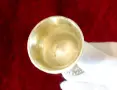 Посребрена медна чаша на столче,лози,грозде. , снимка 2