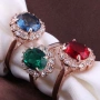 💍 24K Златно Покритие ✨️Дамски Пръстени 💍с Циркон💎 – Зелен, Син, Червен | Лимитирана Серия ⚜️✨️, снимка 9