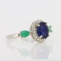 Сребърен пръстен с голям Сапфир Royal Blue и Изумруди със сертификат , снимка 2