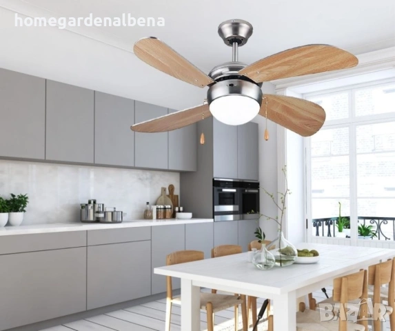 Таванен вентилатор с осветление Muhler 42″ 107см 4 перки обратна ротация E27