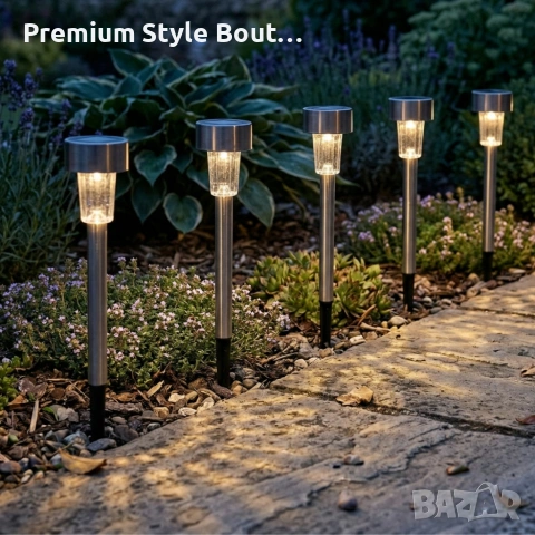 Комплект от 5 броя Led соларни лампи - автоматично включване без разход за електроенергия, снимка 3 - Друга електроника - 54030078