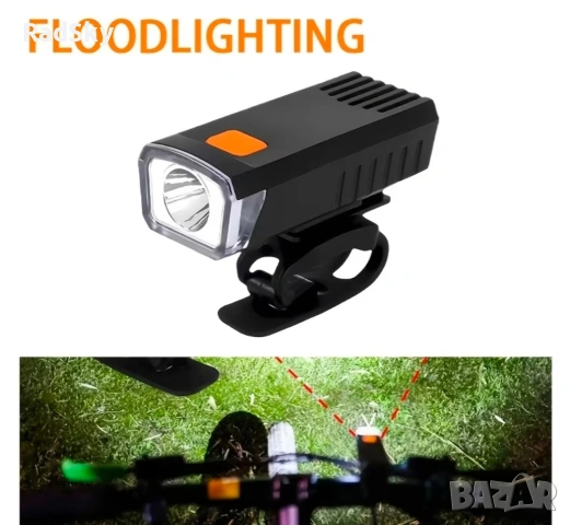LED фар за велосипед колело тротинетка, USB зареждане, снимка 7 - Велосипеди - 54668365