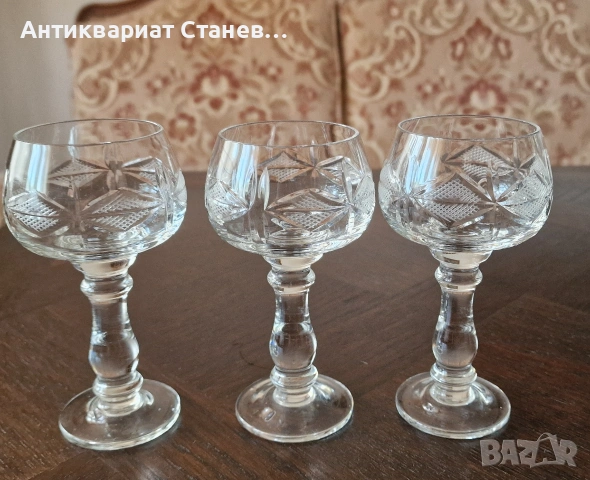 Комплект от 9 броя кристални чаши с ръчно изпълнен шлиф, снимка 12 - Чаши - 55286385