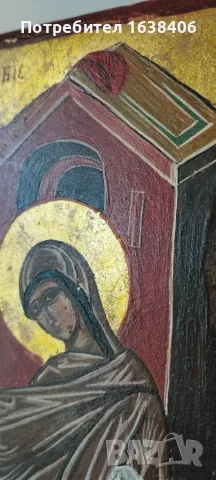 Лот от 3 броя ръчно рисувани православни икони върху дърво, снимка 14 - Икони - 55433237