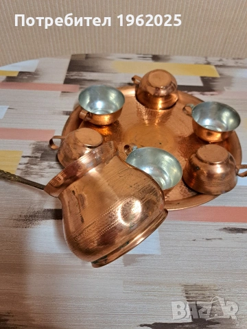 Бакърен сервиз за кафе, снимка 6 - Сервизи - 54510267