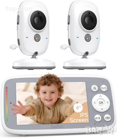 Чисто нов без Wifi и Интернет Бебефон с 2 Камери BOIFUN VB616 – 4" IPS Екран  / Нощно виждане   
