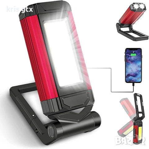 LED работен лампа, 7 режима, IPX6, магнитна основа, 188 г, за къмпинг и ремонт на автомобили 