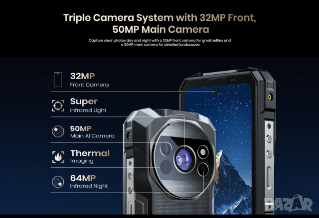 Fossibot F115 Ultra 12GB+24GB/256GB 20000mAh, 50MP+Night+Thermal+Laser, защита IP68/IP69K/MIL-STD810, снимка 12 - Други - 54700760