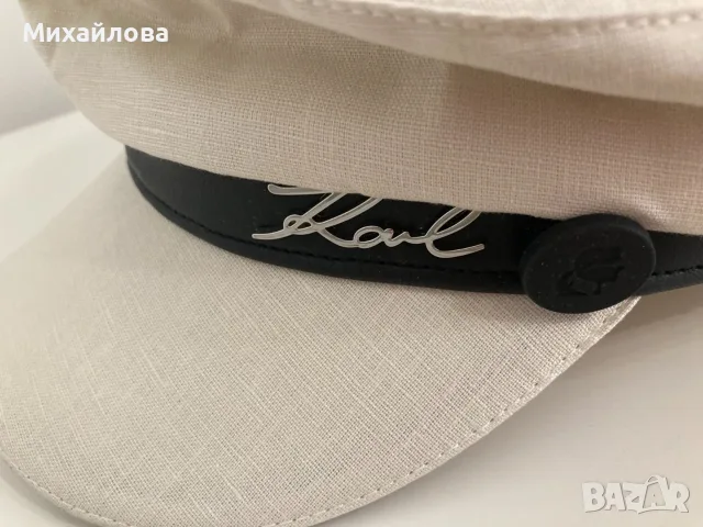 Karl Lagerfeld, бяла шапка с козирка – НОВА с етикет, снимка 2 - Шапки - 55600310