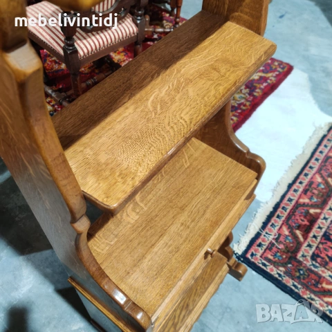 Дървена етажерка с рафтове и чекмедже., снимка 4 - Етажерки - 53820725