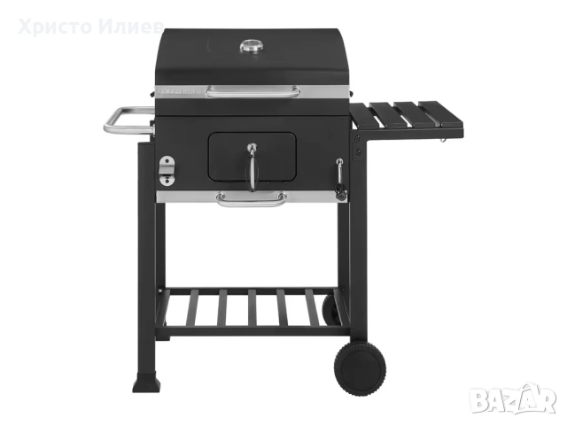 Барбекю на дървени въглища с колела  за градината Grillmeister, снимка 2 - Барбекюта - 54501117