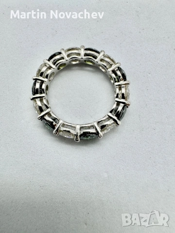 Сребърен пръстен с мойсанит (Диамант) 7 карата, снимка 10 - Пръстени - 54343685