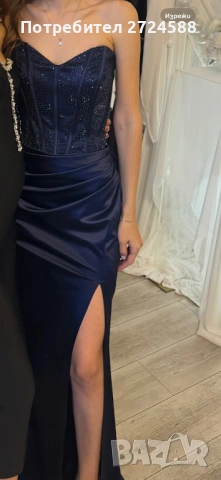 Тъмносиня официална рокля, снимка 2 - Рокли - 54021357