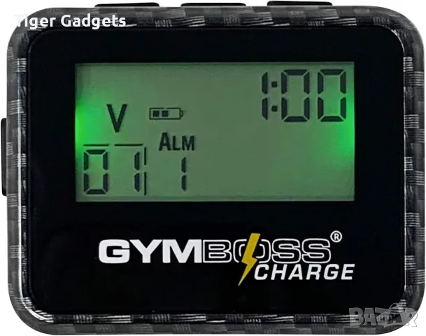 Gymboss Charge интервален таймер, водоустойчив, Black Carbon Hardcoat