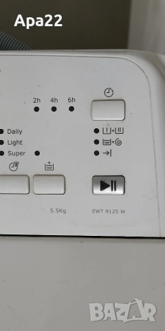 пералня ЕЛЕКТРОЛУКС горно зареждане 5,5кг 900оборота  Electrolux EWT 9125 W, снимка 3 - Перални - 54998254