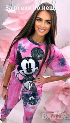 Mickey Mouse Дамски Спортен Комплект Тениска И Долнище🔝Дамски Спортен Екип - 4 Цвята Код A1174, снимка 9 - Спортни екипи - 54361849