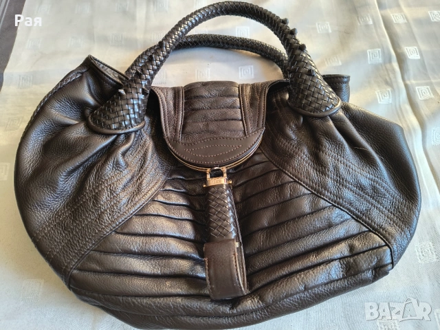 Фенди Кафява кожена чанта Fendi Spy , снимка 6 - Чанти - 54235353