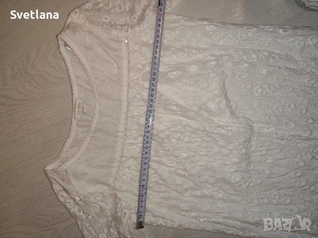 Бяла дамска блуза от 100% памук/коприна, снимка 2 - Туники - 54117485