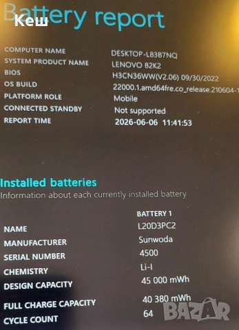 Лаптоп Lenovo IdeaPad Gaming 3 15ACH6 (GTX1650 4GB,16RAM), снимка 10 - Лаптопи за игри - 54763602