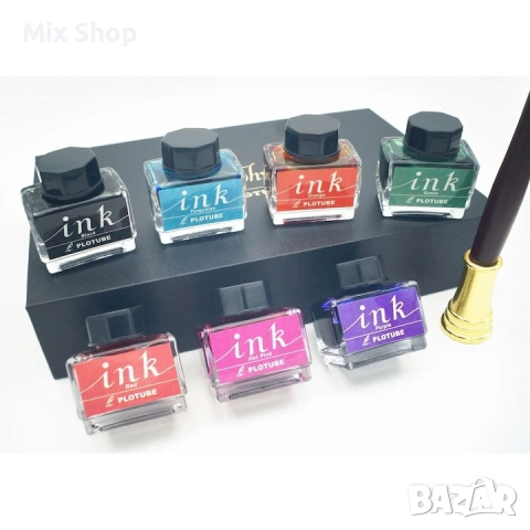 Нов Комплект за калиграфия от 22 части, със 7 различни цветни мастила, дървена графична писалка , снимка 6 - Други - 54037933