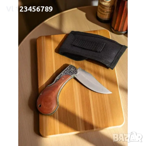 Сгъваем нож гравиран Woodland Classic – дървена дръжка, снимка 5 - Ножове - 54456560