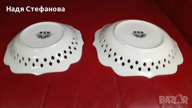 Китайски чинии за мезета, рязан порцелан 4 бр по два размера, два вида, снимка 5 - Чинии - 55442308