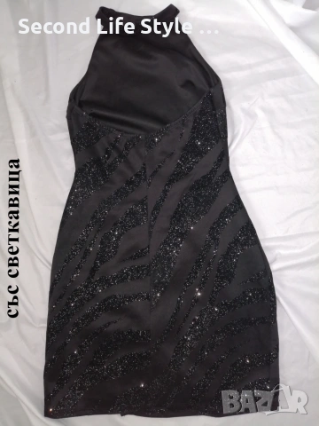 ASOS дамска къса рокля зебра с брокат и халтер деколте р-р S (EU 38), снимка 9 - Рокли - 55129695