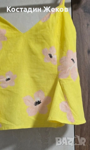 Нов. Къс ленен топ (crop top) на марката Zara. , снимка 5 - Корсети, бюстиета, топове - 54875274