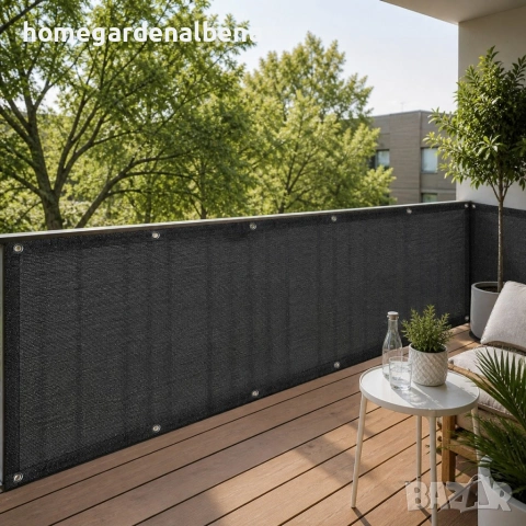 Покривало сенник балкон тераса 1.5x5м HDPE 180г/м² 95% UV защита тъмно сиво