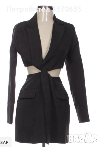 Дамска черна рокля, XS, Missguided