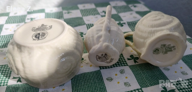 Антикварни и винтидж латиери и захарница Belleek - с морски охлюви, снимка 6 - Други - 54966286