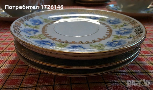 Сет 3 бр. и чинийки 4бр. от фин костен порцелан с позлата на MZ Altrohlau CMR Чехословакия , снимка 6 - Сервизи - 54038563