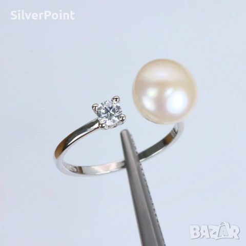 Сребърен пръстен с натурална Перла и сертификат 