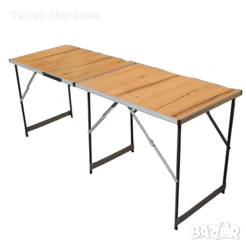 FAVO DUO DECOR 150/50– Сгъваема двойна маса с дървесен MDF плот -ПРОФИЛ М, снимка 3 - Къмпинг мебели - 55300941