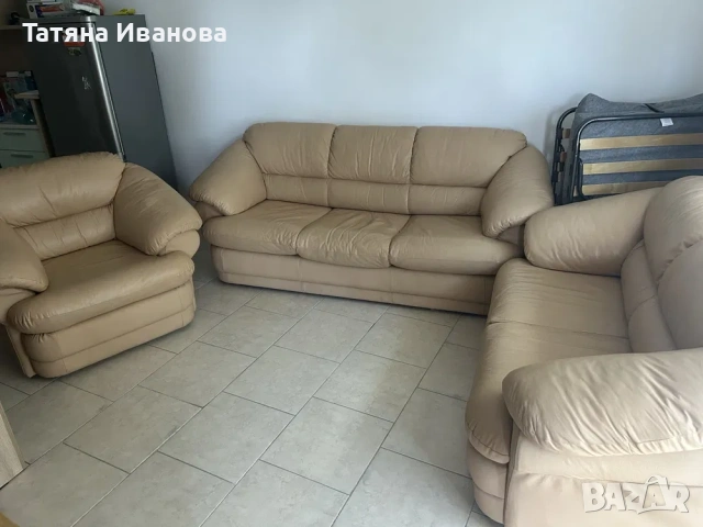 Продавам холова гарнитура от естествена кожа., снимка 4 - Дивани и мека мебел - 55186720
