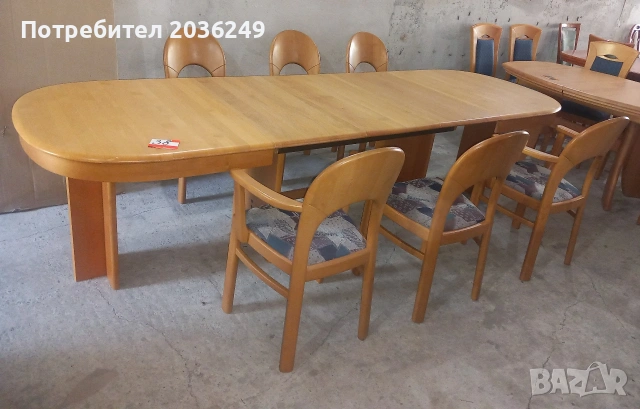 Комплект масивна разтегателна маса-Автомат с 6 стола, снимка 3 - Маси - 55093059