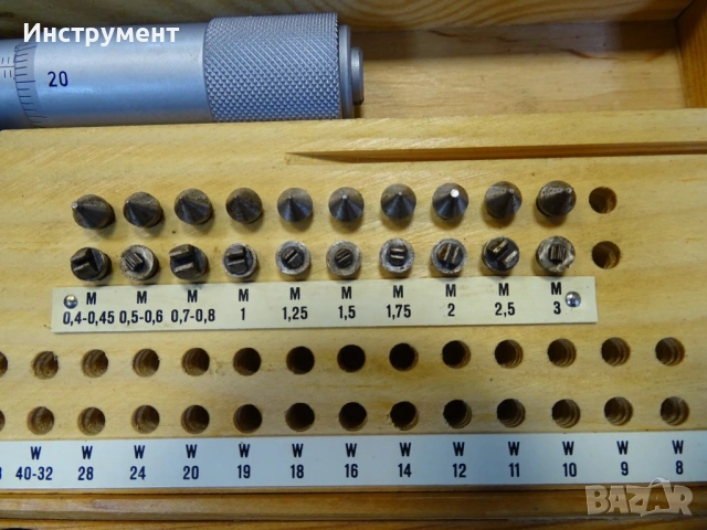 Резбомерен микрометър DDR Suhl Thread Мicrometer 0-25mm, снимка 5 - Други инструменти - 54916153