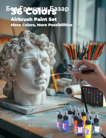 Нов Бои за аерограф Oasser 33 цвята за платно дърво текстил моделизъм и art + 3 разредителя, снимка 9 - Други - 54131066