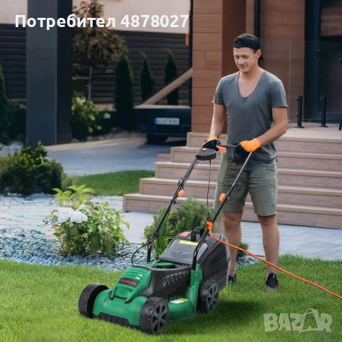 Електрическа косачка за трева 1600W – Лека и мощна, 32 см ширина, 30L кош, 3 нива на косене, снимка 3 - Градинска техника - 55221220