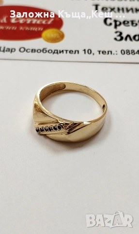 Златен пръстен 14К.Тегло 3.25 гр.Размер 61.Цена 260 €., снимка 2 - Пръстени - 54829773