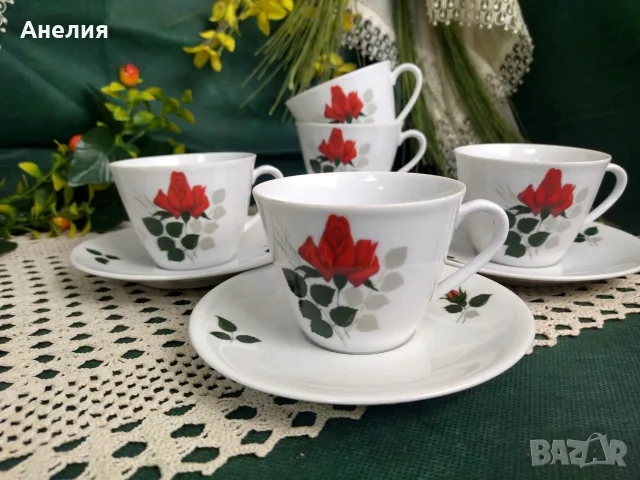 Red rosé Bareuther Bavaria червена роза 🌹 за 6 човека , снимка 18 - Чинии - 55295763