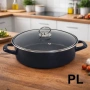 Тава и тенджера 2 в 1 Rosberg R51222A28CT 28 см – Черна, мраморно покритие, стъклен капак, снимка 1