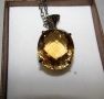 925 сребърно колие с родиево покритие камък цитрин 50 карата, снимка 1