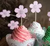 10 бр Вишнев цвят цветя розови картонени брокатени топери за мъфини кексчета торта парти рожден ден , снимка 2
