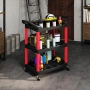Количка за инструменти капацитет 91 кг, черна и червена, снимка 1