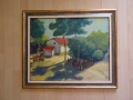 Авторска картина "Селски пейзаж" масло платно 1980 г, снимка 9