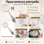 Луксозна стъклена увеличителна ръчна лупа 6X увеличение с дръжка за подарък четене на книги джобна, снимка 7