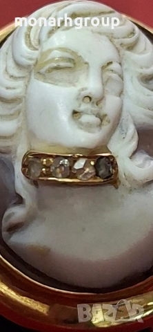 Златен пръстен с камея 18К, снимка 8 - Пръстени - 54368606