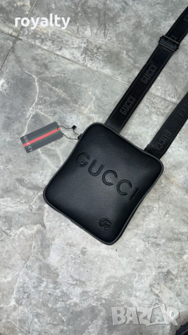 Gucci Нова Черна Мъжка Кожена Чанта Гучи 